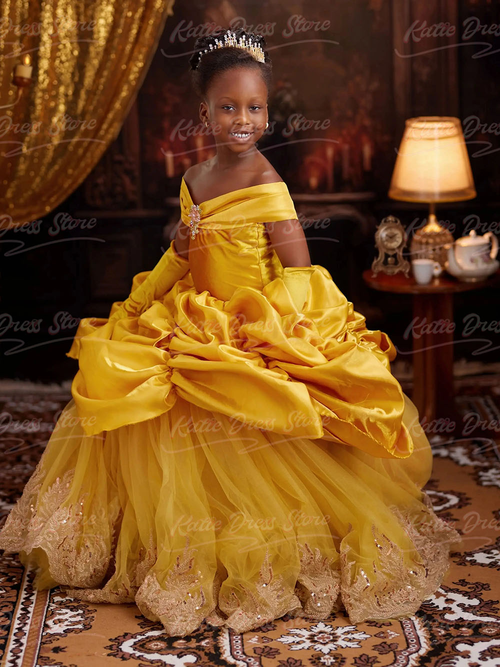 Customized Yellow Princess Flo - Embroidery Yellow Dress ulasan dan harga