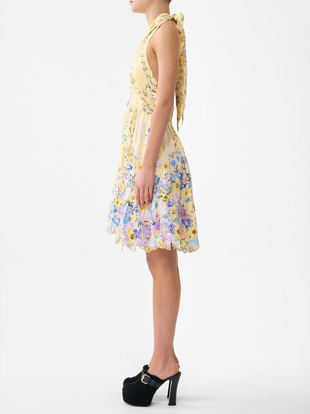 Summer Vacation Style Yellow F - Embroidery Yellow Dress ulasan dan harga