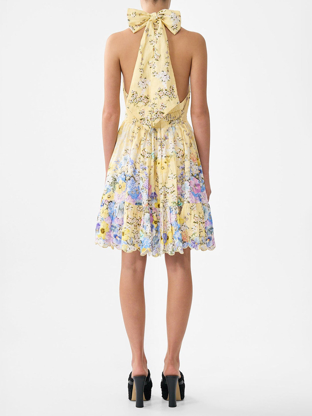 Summer Vacation Style Yellow F - Embroidery Yellow Dress ulasan dan harga