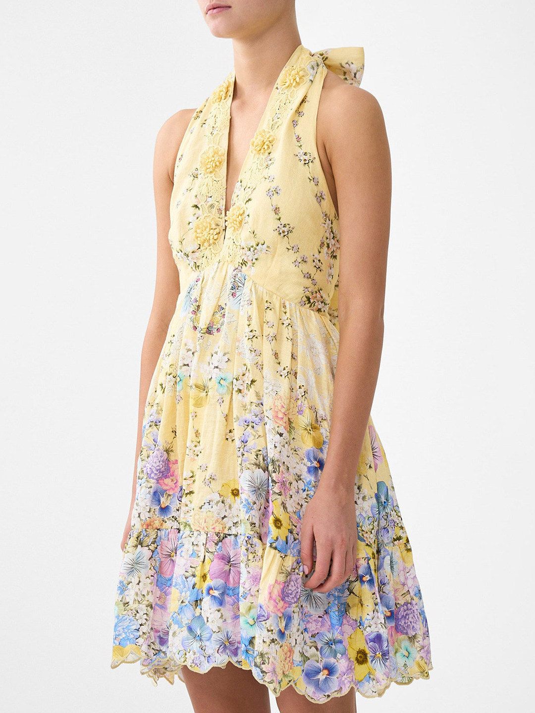 Summer Vacation Style Yellow F - Embroidery Yellow Dress ulasan dan harga