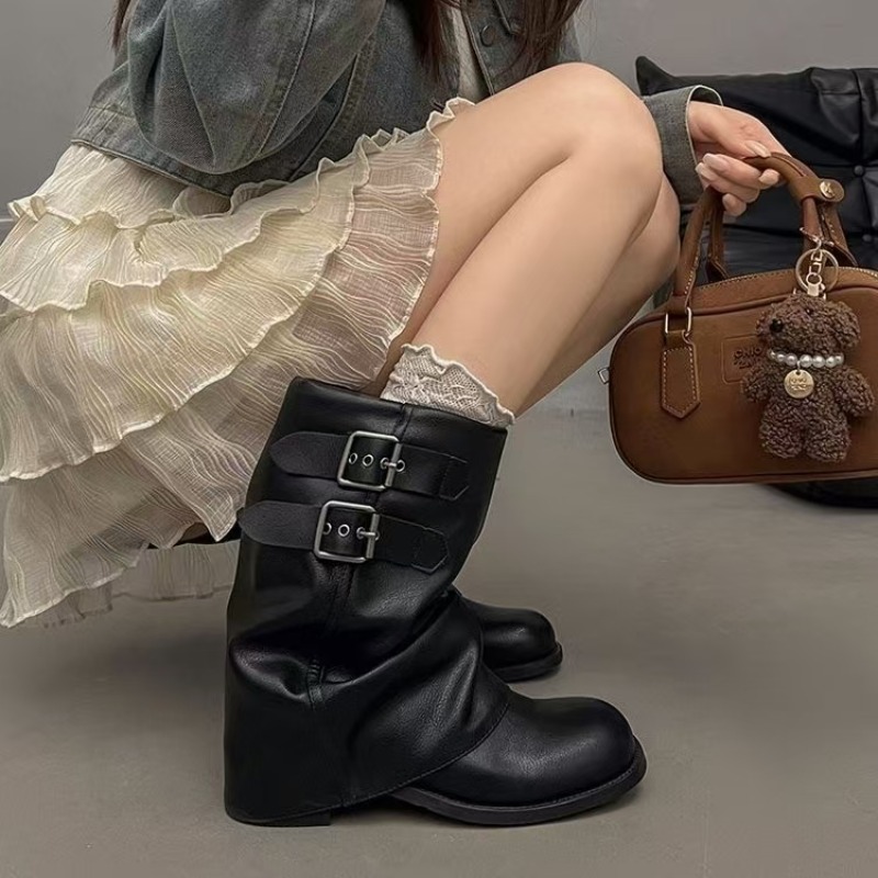 Women Black Slouchy Mid Calf B - Embroidery Garments ulasan dan harga