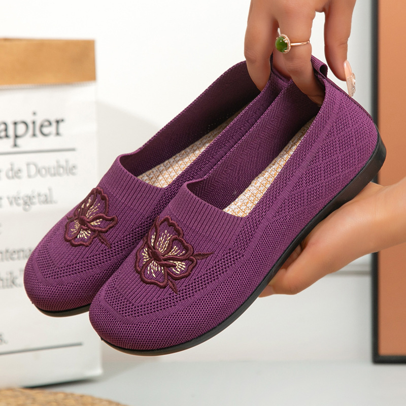 Women Knit Slip On Loafers Flo - Embroidery Garments ulasan dan harga