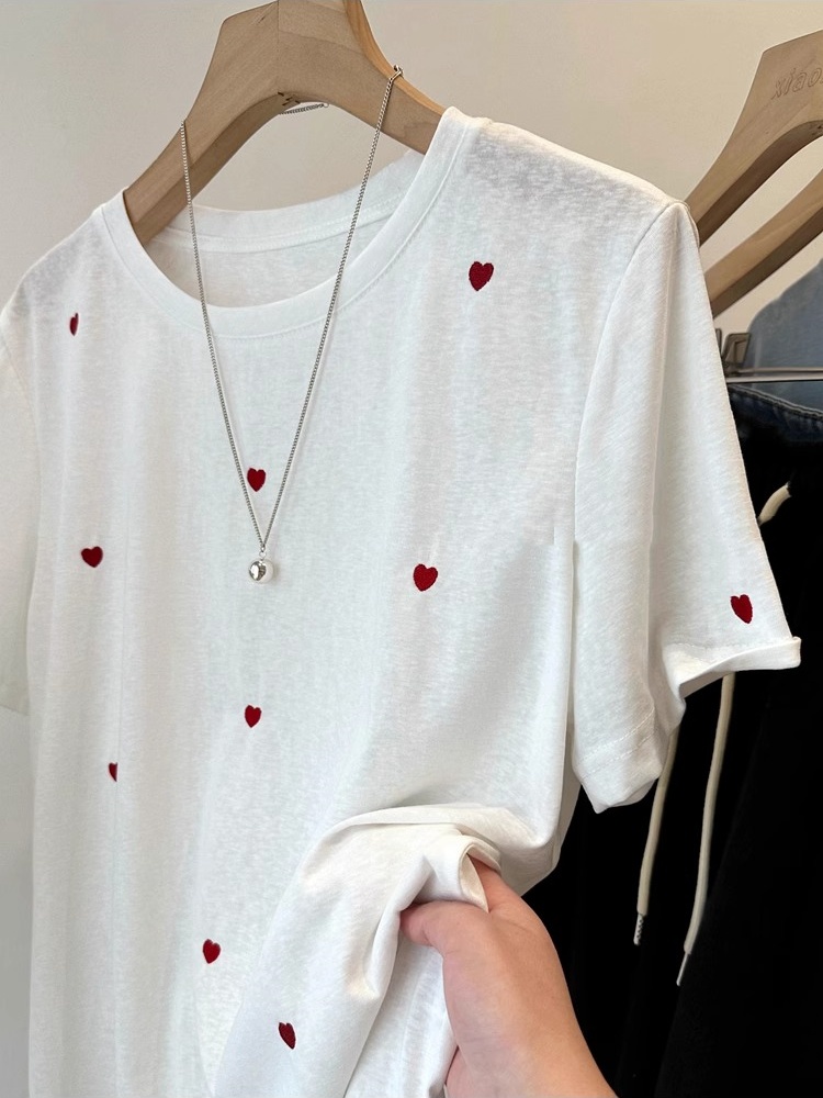 plus Size 240 Pounds Love Embr - Embroidery Cotton Shirt ulasan dan harga