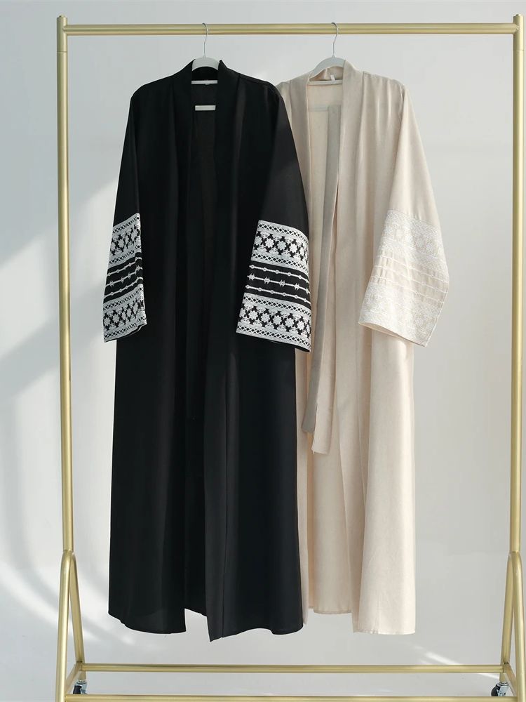 Ramadan Eid Black Open Kimono  - Embroidery Kebaya ulasan dan harga