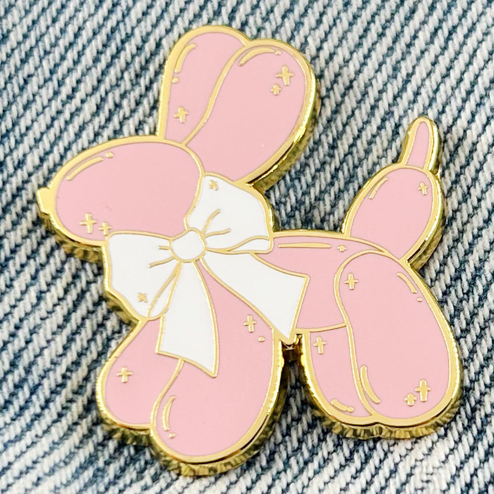 Pink Balloon Dog Enamel Pin Cu - Embroidery Bali ulasan dan harga